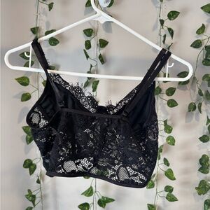 Forever 21 Black Crop Top with Sheer Lace and Adjustable Straps